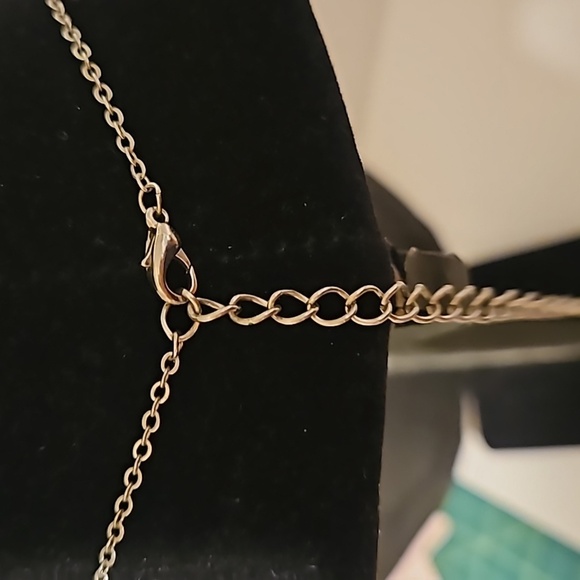 YCLM Pastel Rhinestones on Filagree Silvertone 15" Long w/ 4" Extension Necklace - Picture 7 of 8